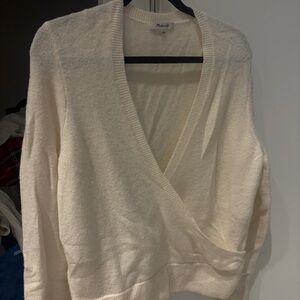 Madewell Cream V-Neck Sweater